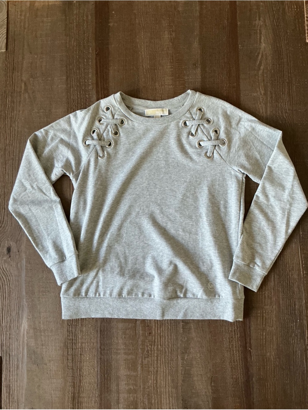 Micheal Kors Womens Long Sleeve Gray Lace-Up Grommet Shoulder Sweatshirt Top S